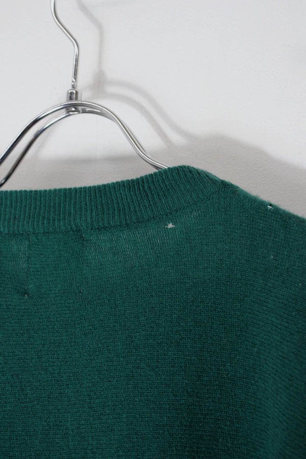 90'S LINE POCKET DESIGN LAMBS WOOL KNIT SWEATER / GREEN [SIZE: L DEADSTOCK/NOS]