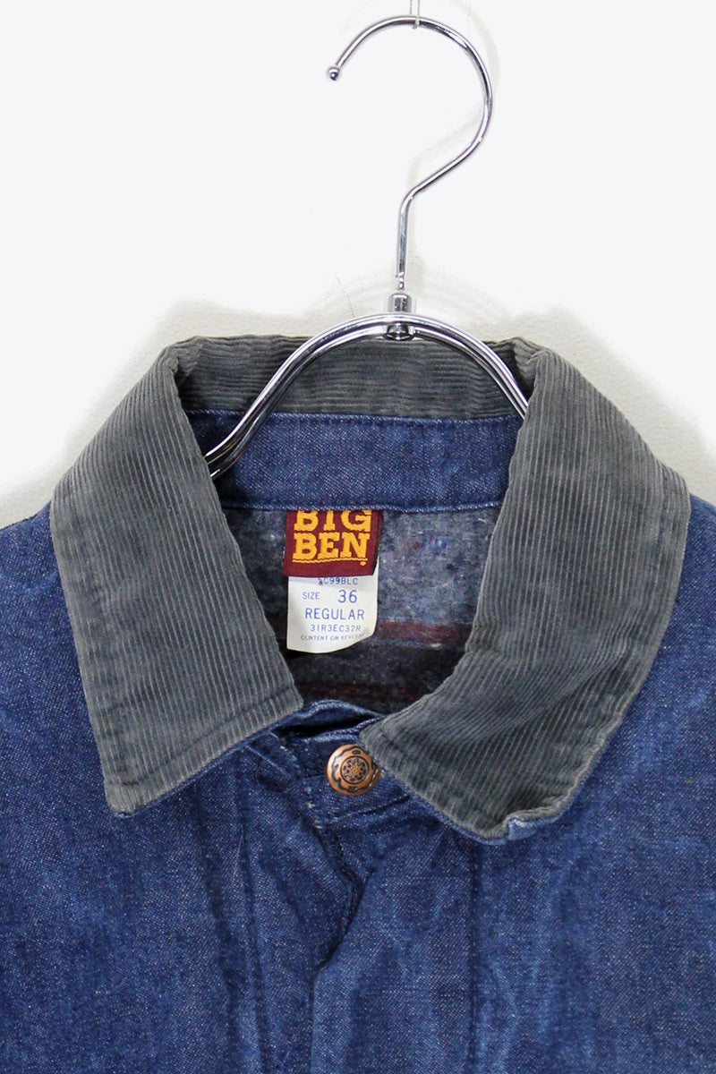 MADE IN USA 80'S SECURITY BACK EMBROIDERY DENIM COVERALL / INDIGO [SIZE: S相当 USED]