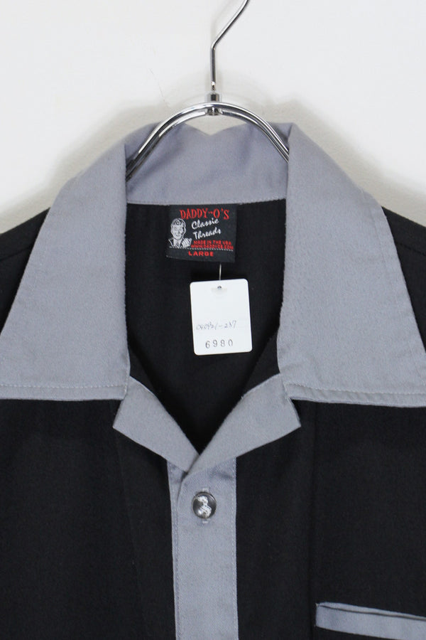 MADE IN USA S/S OPEN COLLAR PAJAMA SHIRT / BLACK/GREY [SIZE: L USED]