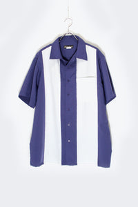 S/S OPEN COLLAR TWO-TONE SHIRT / NAVY/WHITE [SIZE: XL USED]