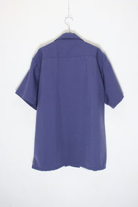 S/S OPEN COLLAR TWO-TONE SHIRT / NAVY/WHITE [SIZE: XL USED]