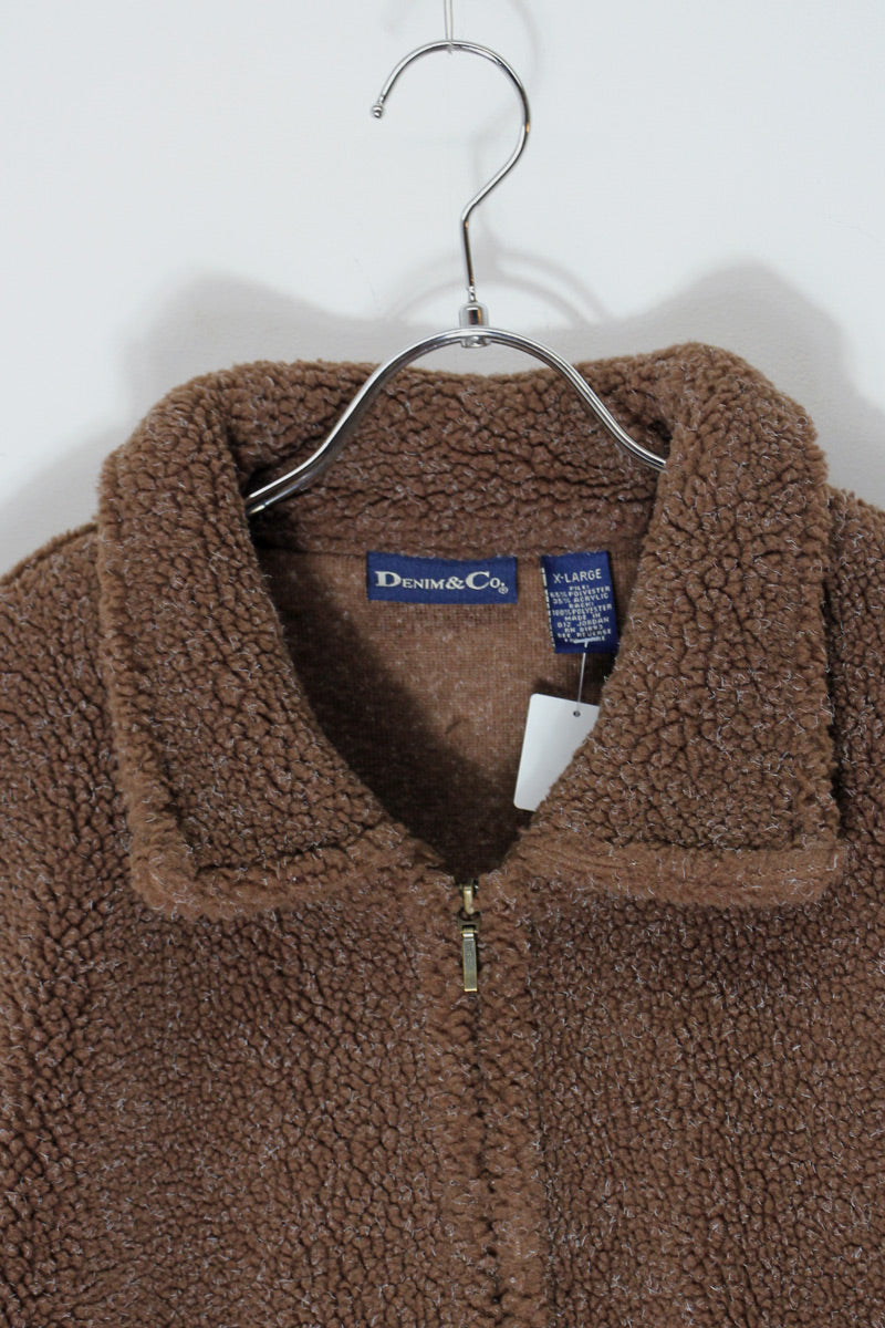 ZIP FLEECE JACKET / BROWN [SIZE: XL USED]