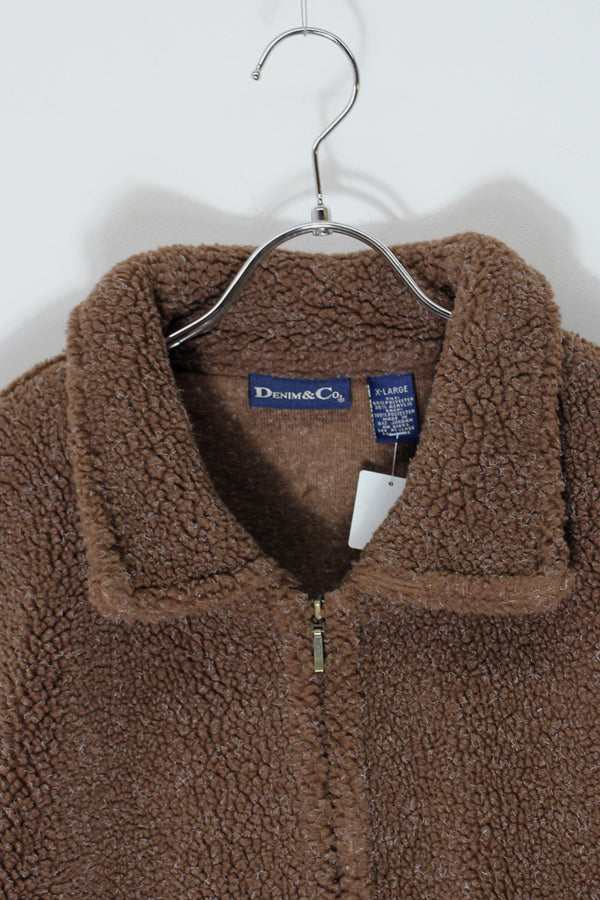 ZIP FLEECE JACKET / BROWN [SIZE: XL USED]
