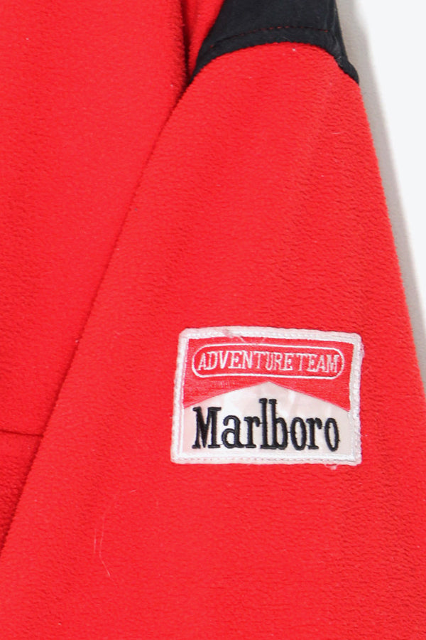 90s SNAP BUTTON FLEECE JACKET / RED / BLACK / YELLOW [SIZE: L equivalent USED]