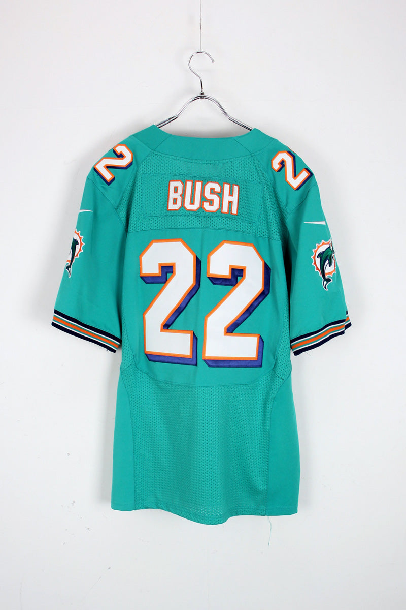 MIAMI DOLPHINS 22 BUSH GAME SHIRT / EMERALD GREEN [SIZE: 48 USED]