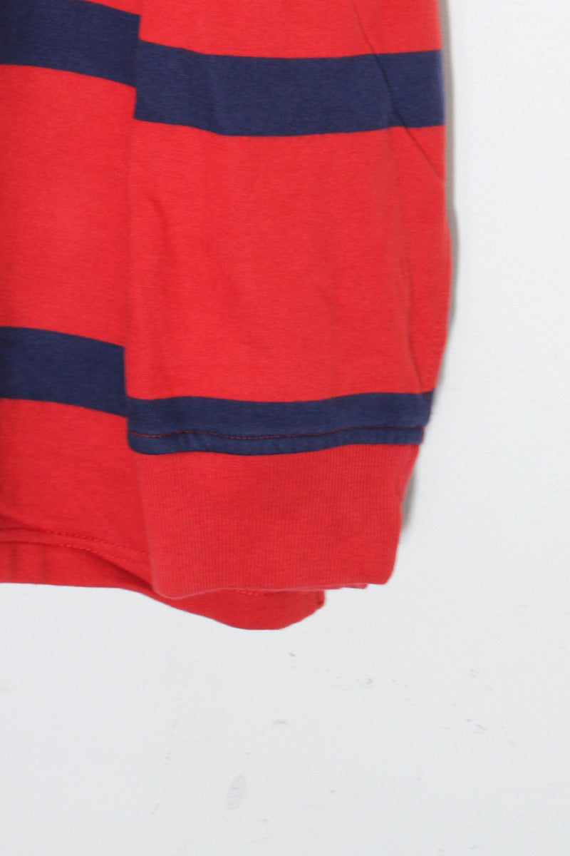 90'S BORDER RUGBY SHIRT / RED / NAVY [SIZE: XXL USED]