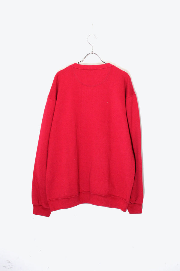 MADE IN USA 90'S LOGO EMBROIDERY SWEATSHIRT / RED [SIZE: L Equivalent USED]