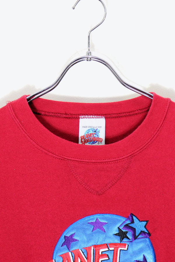 MADE IN USA 90'S LOGO EMBROIDERY SWEATSHIRT / RED [SIZE: L Equivalent USED]