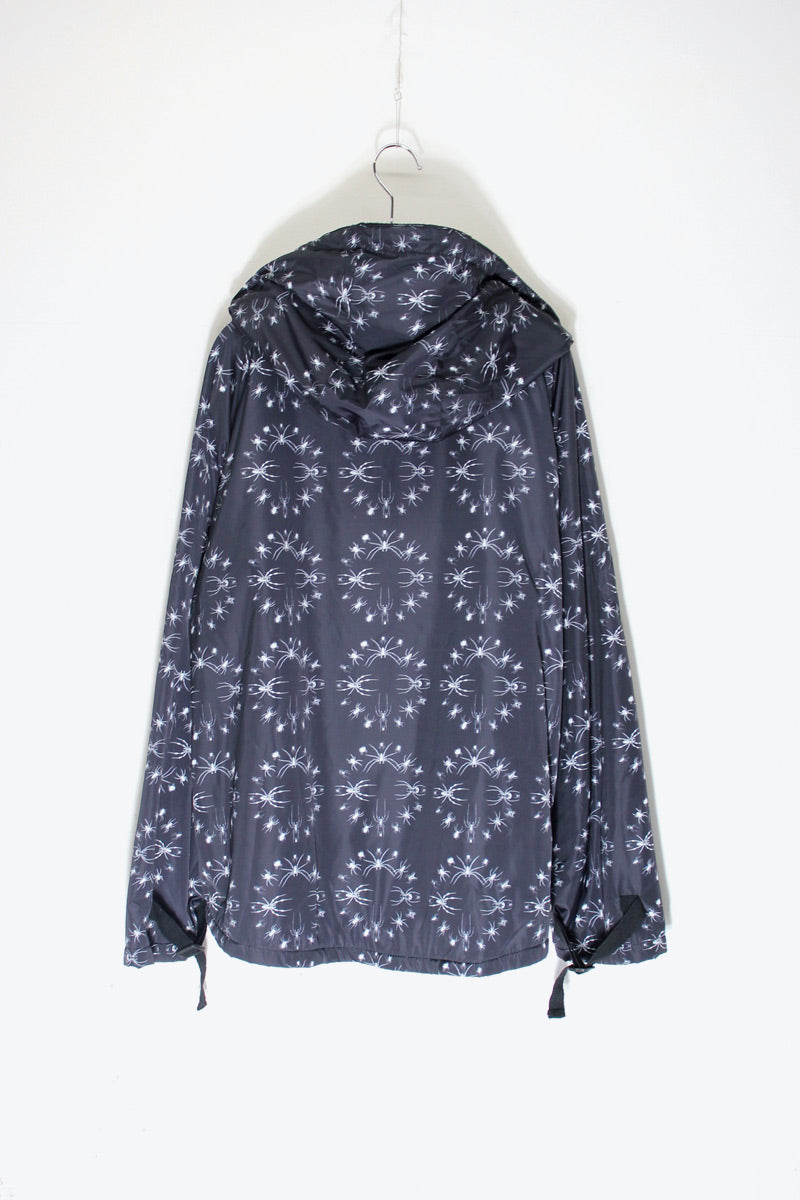 SPIDER PATTERN NYLON ANORAK HOODIE FLEECE LINER / BLACK [SIZE: S DEADSTOCK/NOS]