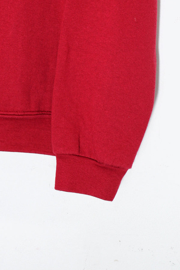 MADE IN USA 90'S LOGO EMBROIDERY SWEATSHIRT / RED [SIZE: L Equivalent USED]