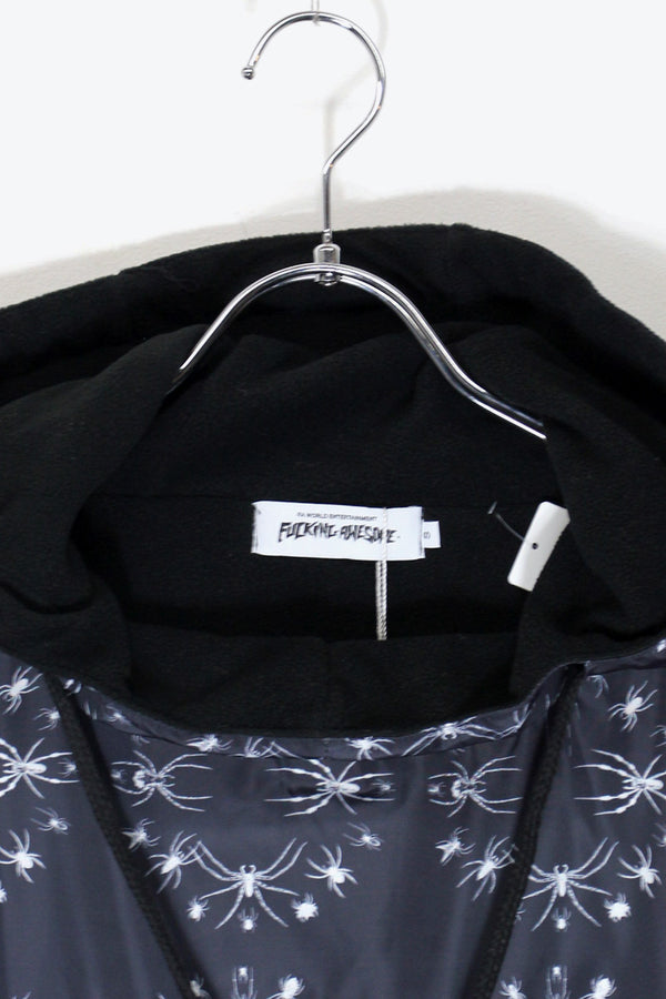 SPIDER PATTERN NYLON ANORAK HOODIE FLEECE LINER / BLACK [SIZE: S DEADSTOCK/NOS]