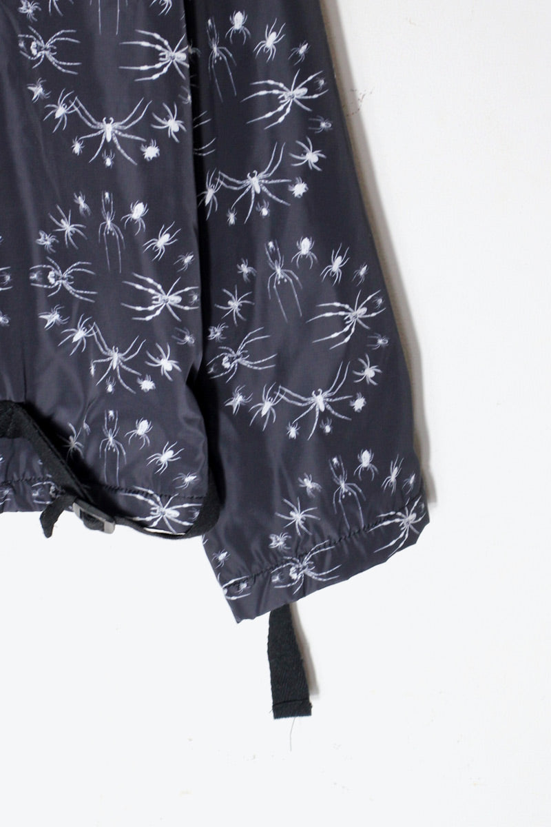 SPIDER PATTERN NYLON ANORAK HOODIE FLEECE LINER / BLACK [SIZE: S DEADSTOCK/NOS]