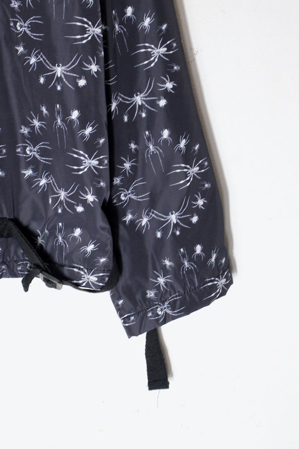 SPIDER PATTERN NYLON ANORAK HOODIE FLEECE LINER / BLACK [SIZE: S DEADSTOCK/NOS]