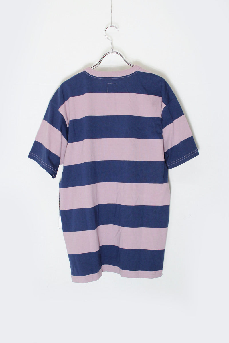 EMBROIDERY LOGO BORDER T-SHIRT / LAVENDER/NAVY  [SIZE: M DEADSTOCK/NOS]