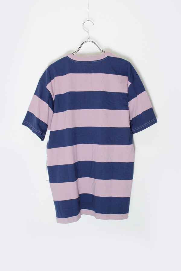 EMBROIDERY LOGO BORDER T-SHIRT / LAVENDER/NAVY  [SIZE: M DEADSTOCK/NOS]