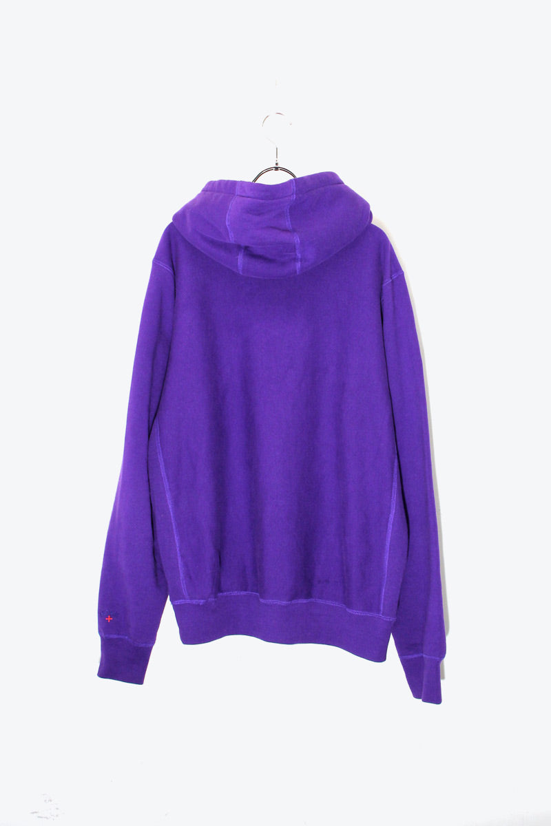 NAVY PRINT HOODIE SWEATSHIRT / PURPLE [SIZE: L DEADSTOCK/NOS]