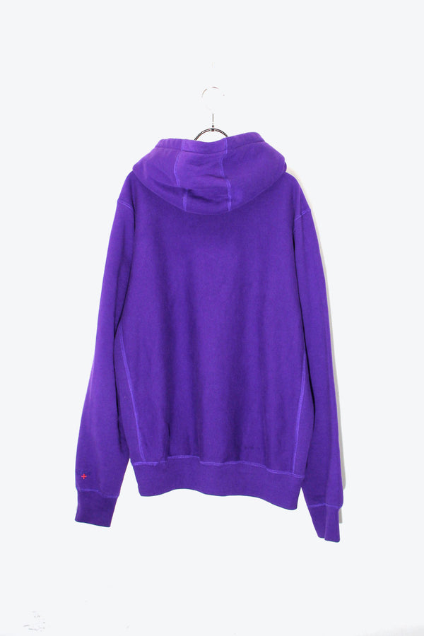 NAVY PRINT HOODIE SWEATSHIRT / PURPLE [SIZE: L DEADSTOCK/NOS]