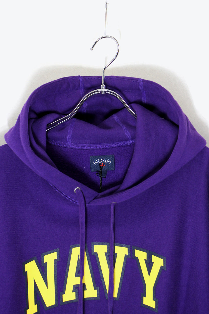 NAVY PRINT HOODIE SWEATSHIRT / PURPLE [SIZE: L DEADSTOCK/NOS]