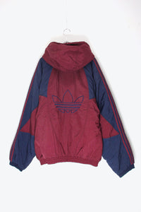 90'S NYLON HOODIE PUFF JACKET / WINE RED [SIZE: L USED]