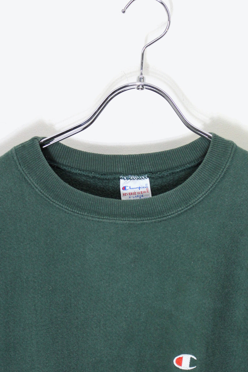MADE IN USA 90's ONE POINT REVERSE WEAVE SWEATSHIRT / GREEN [SIZE: XL USED]