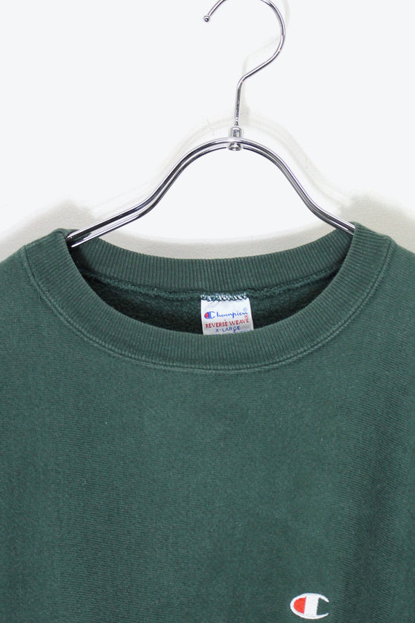 MADE IN USA 90's ONE POINT REVERSE WEAVE SWEATSHIRT / GREEN [SIZE: XL USED]