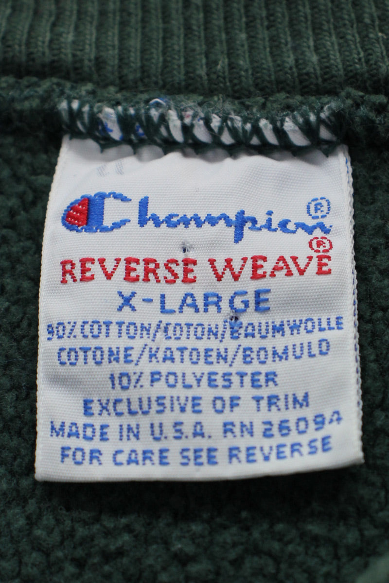 MADE IN USA 90's ONE POINT REVERSE WEAVE SWEATSHIRT / GREEN [SIZE: XL USED]