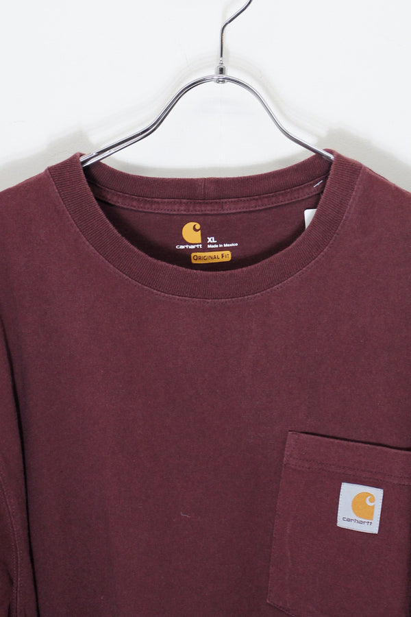 S/S POCKET T-SHIRT / WINE RED [SIZE: XL USED]