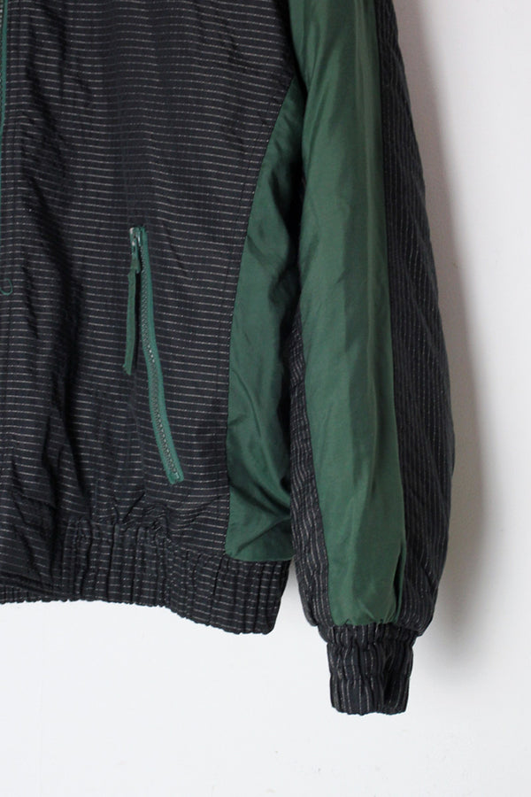 90'S NY JETS NYLON HOODIE PUFF JACKET / BLACK/GREEN [SIZE: M USED]
