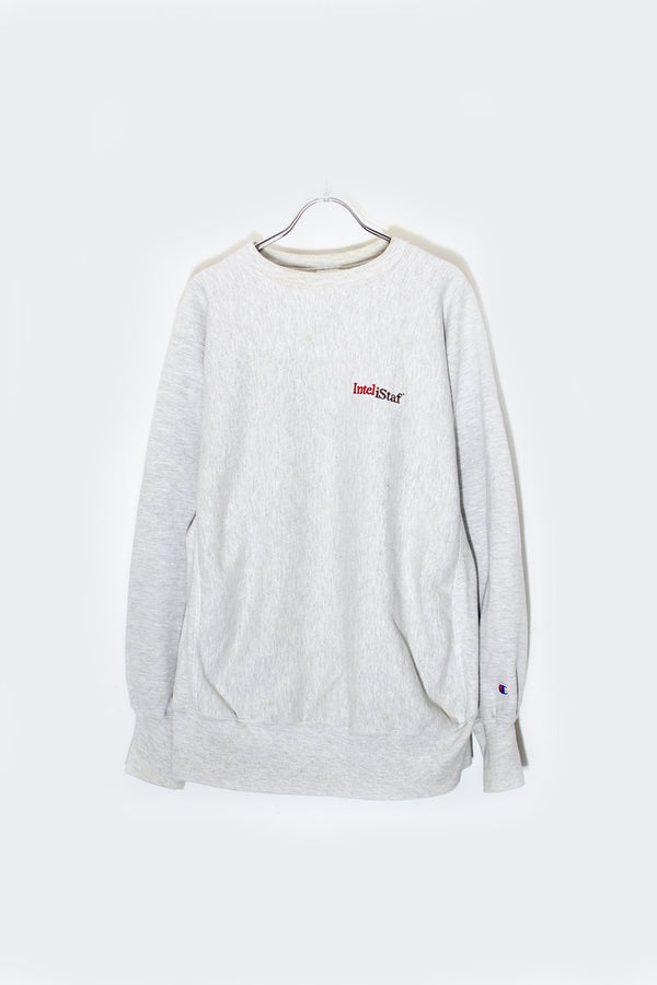MADE IN MEXICO 90'S INTELISTAF EMBROIDERED REVERSE WEAVE SWEATSHIRT / GREY [SIZE: XL USED]