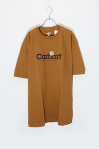 S/S LOGO PRINT T-SHIRT / BROWN [SIZE: XL USED]