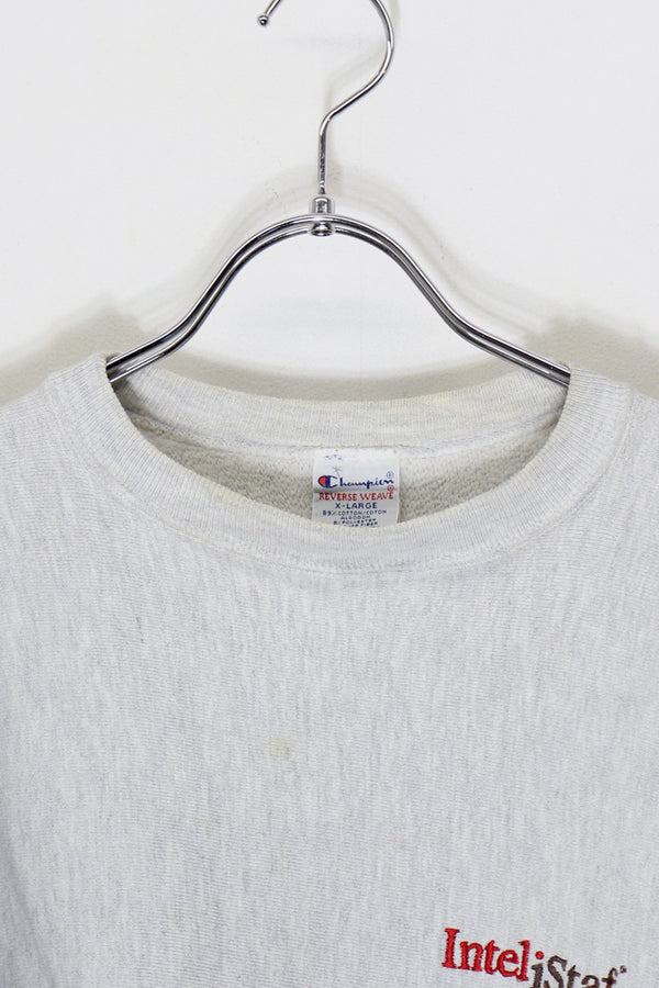 MADE IN MEXICO 90'S INTELISTAF EMBROIDERED REVERSE WEAVE SWEATSHIRT / GREY [SIZE: XL USED]