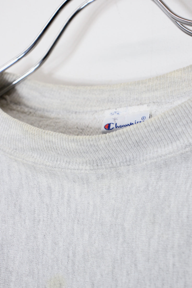MADE IN MEXICO 90'S INTELISTAF EMBRIODERY REVERSE WEAVE SWEATSHIRT / GREY [SIZE: XL USED]