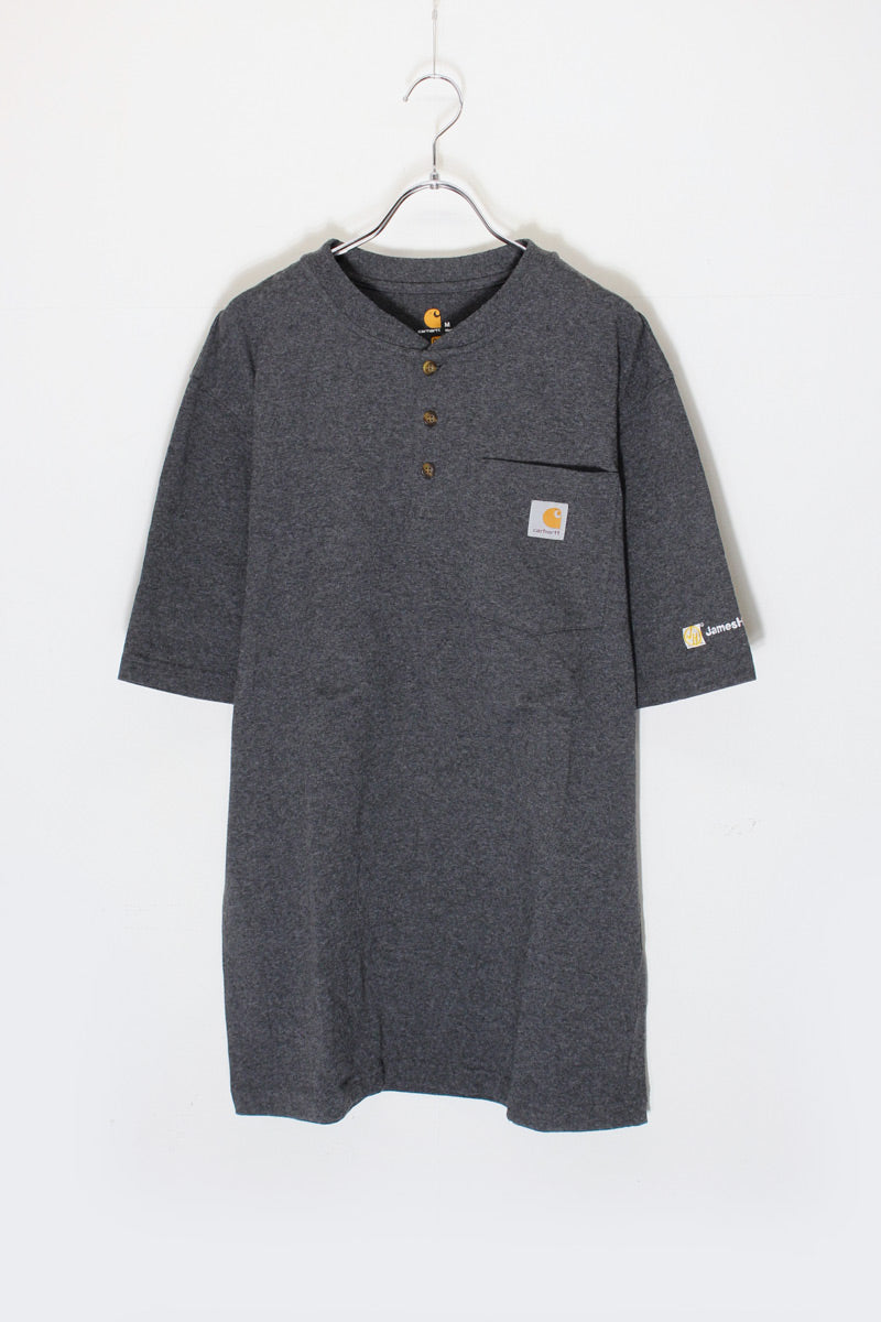 S/S HENLEY NECK POCKET T-SHIRT / CHARCOAL GREY [SIZE: M USED]