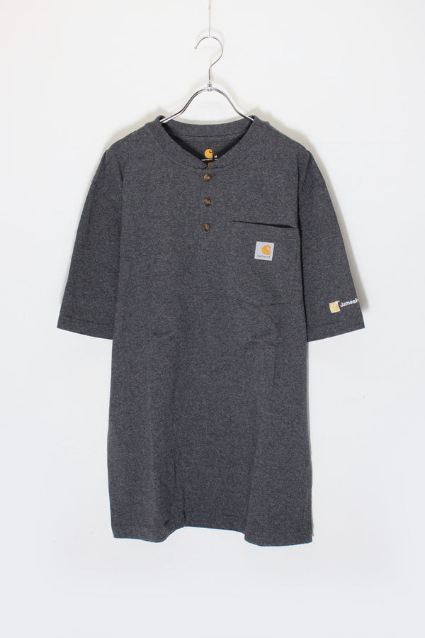 S/S HENLEY NECK POCKET T-SHIRT / CHARCOAL GREY [SIZE: M USED]
