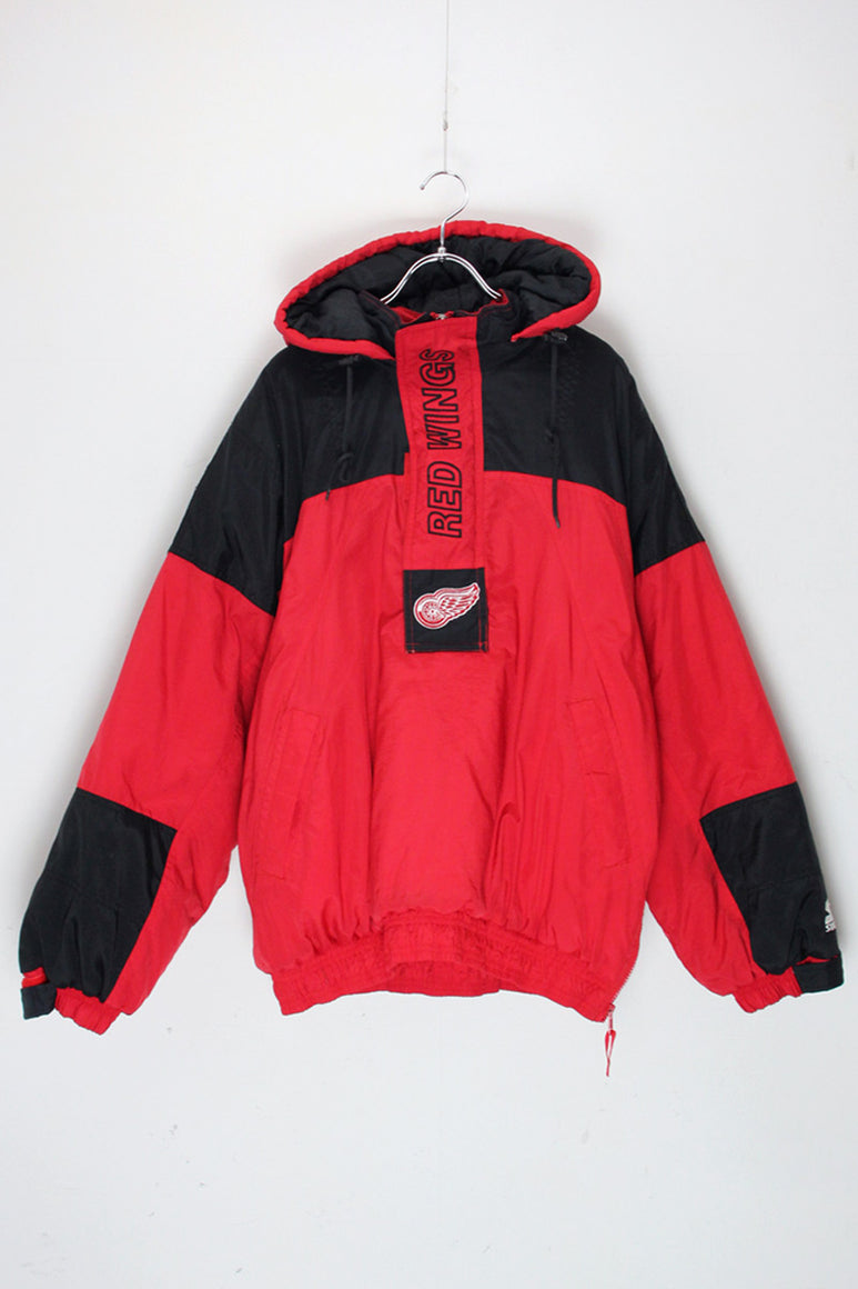 90'S ANORAK NYLON PUFF JACKET RED WINGS / RED/BLACK [SIZE: L USED]