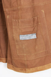 MADE IN ITALY 90'S SUEDE LEATHER JACKET / BEIGE [SIZE: XL相当 USED]