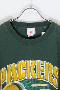 S/S PACKERS PRINT T-SHIRT / GREEN [SIZE: XL USED]