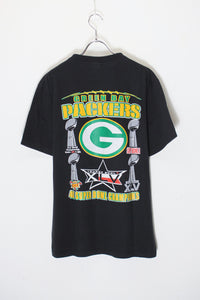 MADE IN USA 90'S NFL GREEN BAY PACKERS SUPER BOWL CHAMPIONS T-SHIRT / BLACK [SIZE: L USED]