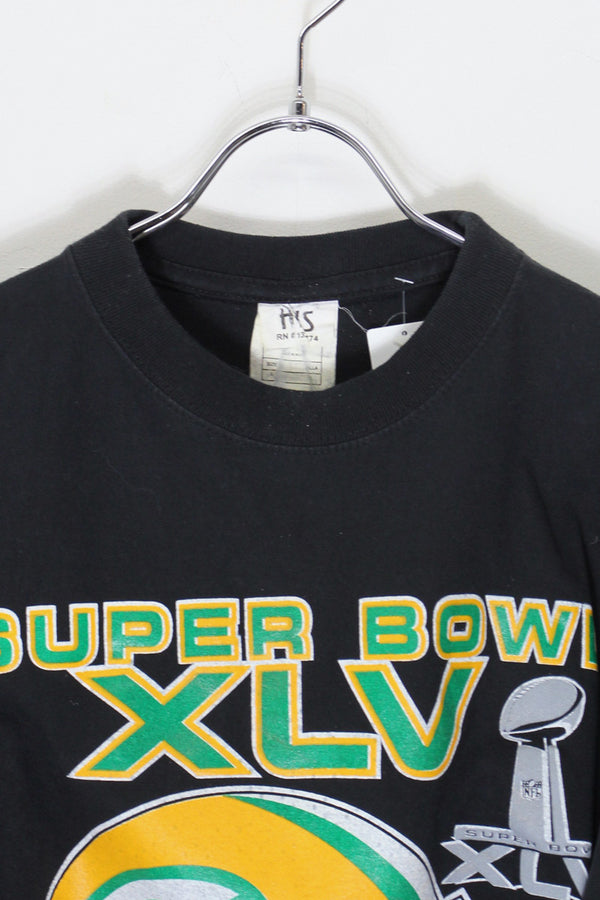 MADE IN USA 90'S NFL GREEN BAY PACKERS SUPER BOWL CHAMPIONS T-SHIRT / BLACK [SIZE: L USED]