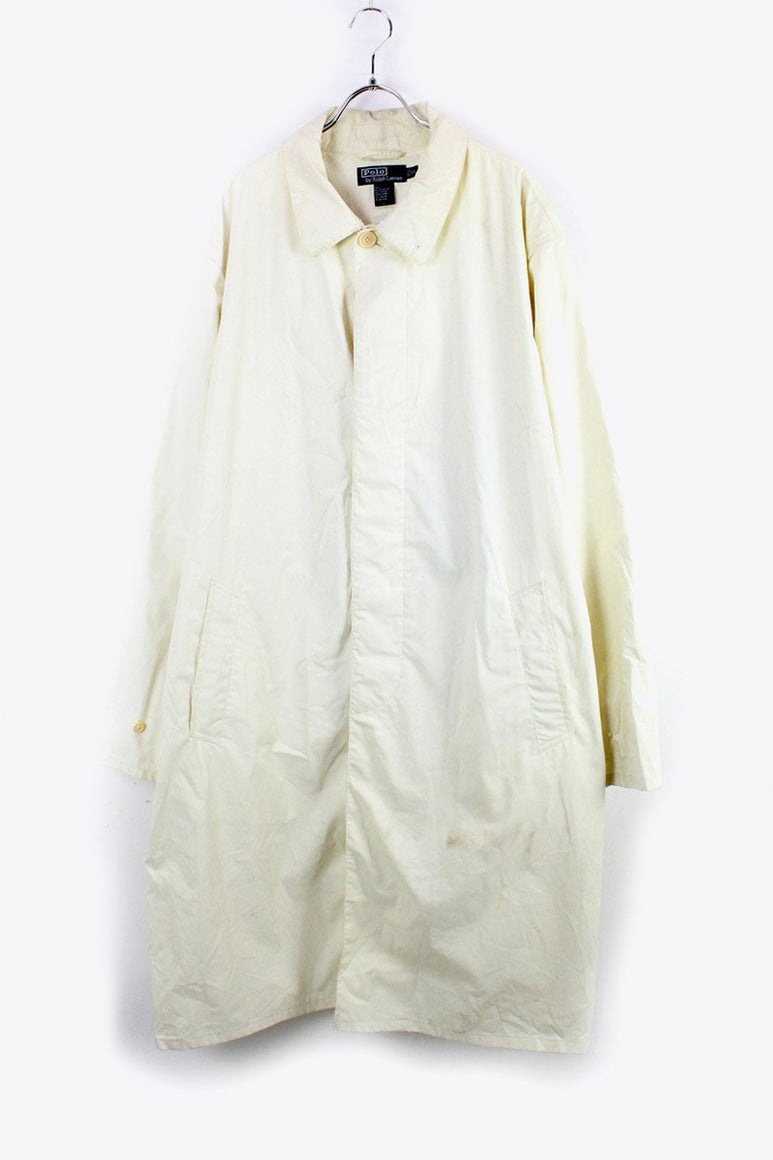 90'S COTTON POLYESTER RAIN COAT / WHITE [SIZE: XL USED]