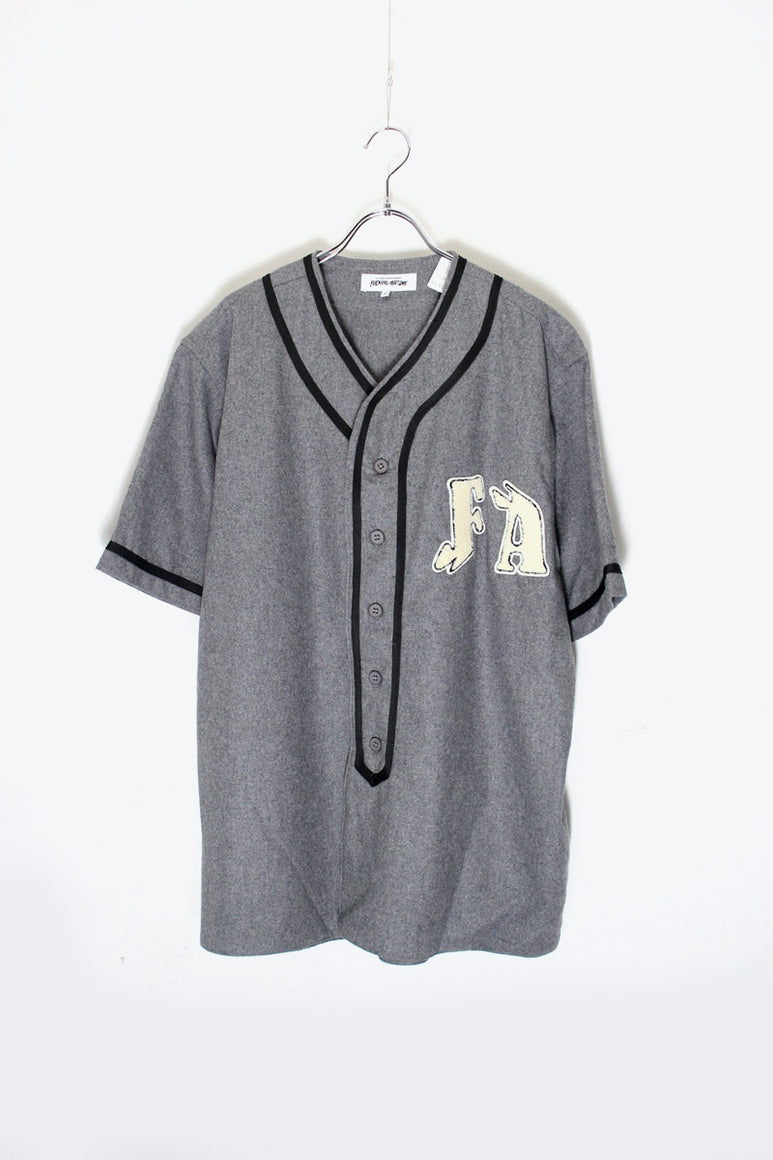S/S WOOL POLYESTER BASEBALL SHIRT / CHARCOAL GREY [SIZE: L USED]