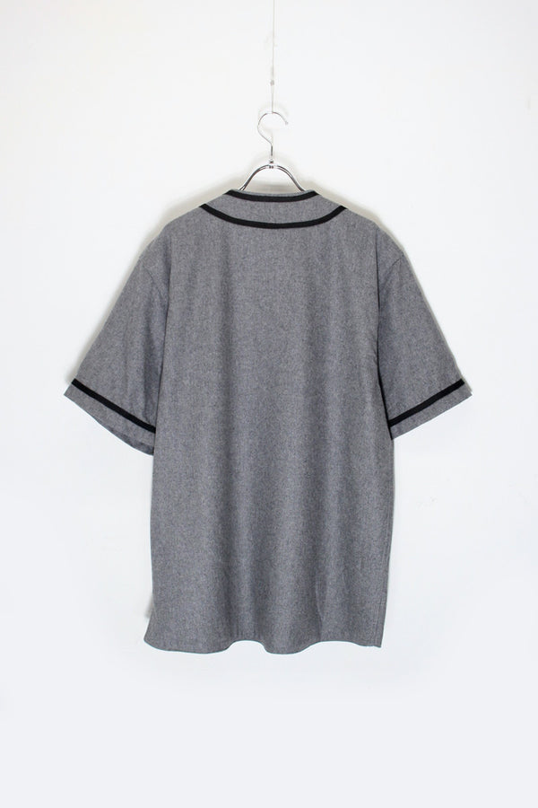 S/S WOOL POLYESTER BASEBALL SHIRT / CHARCOAL GREY [SIZE: L USED]