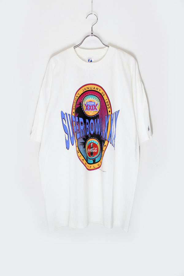 MADE IN USA 95'S S/S SUPER BOWL PRINT T-SHIRT / WHITE [SIZE: XL DEADSTOCK/NOS]