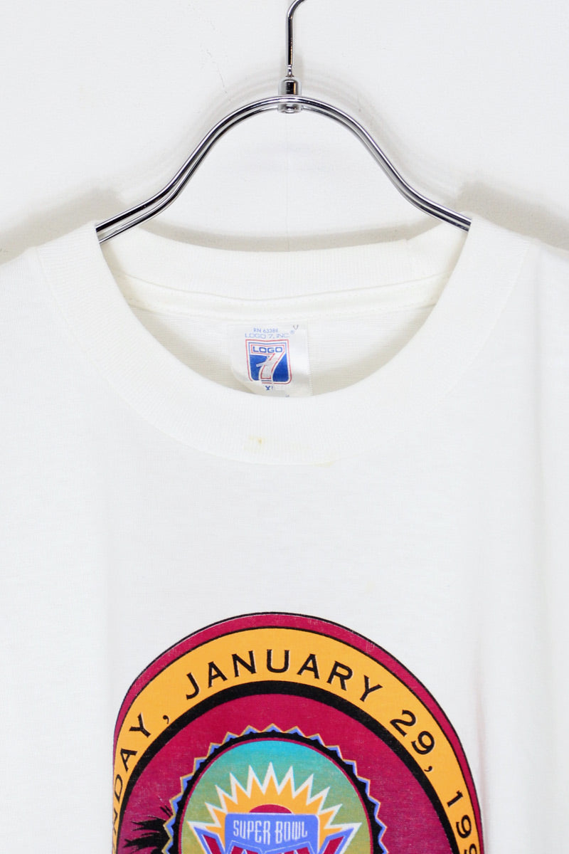 MADE IN USA 95'S S/S SUPER BOWL PRINT T-SHIRT / WHITE [SIZE: XL DEADSTOCK/NOS]