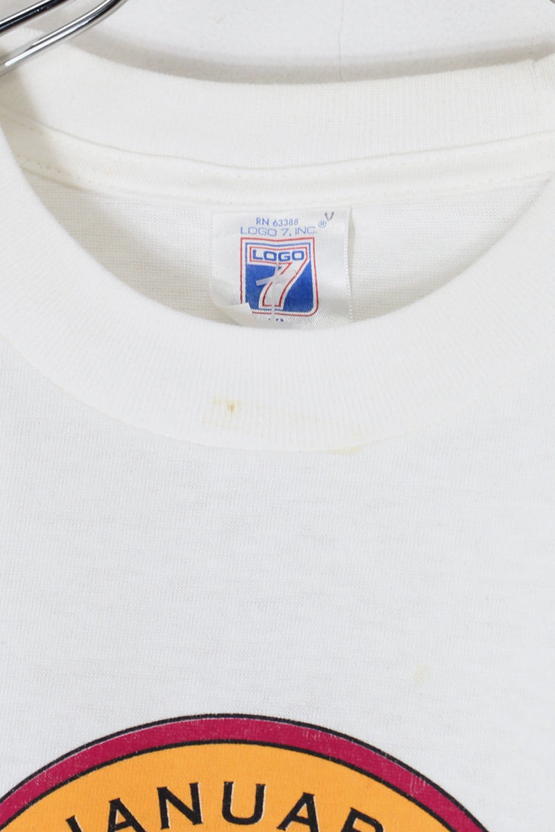 MADE IN USA 95'S S/S SUPER BOWL PRINT T-SHIRT / WHITE [SIZE: XL DEADSTOCK/NOS]