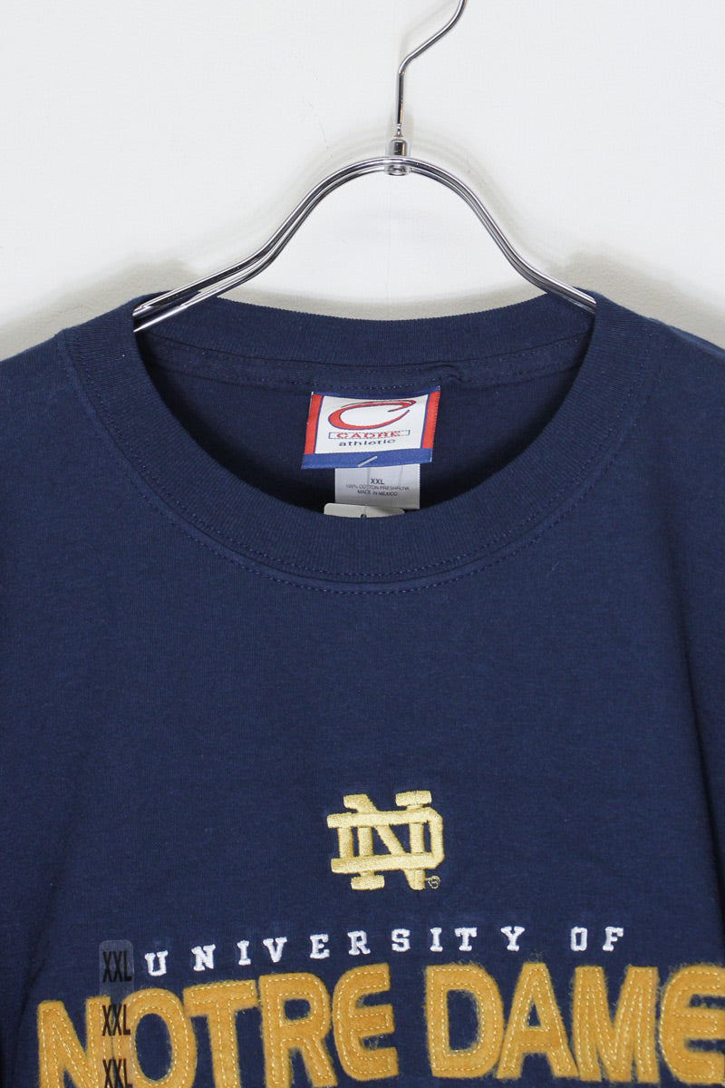 NOTRE DAME T-SHIRT / NAVY/MUSTARD [SIZE: XXL DEADSTOCK/NOS]