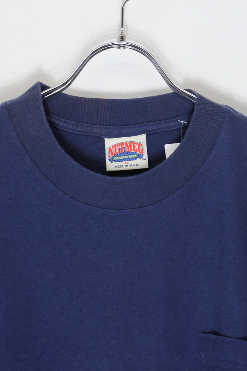 MADE IN USA 91'S S/S NY YANKEES PRINT POCKET T-SHIRT / NAVY [SIZE: M USED]