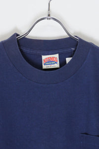 MADE IN USA 91'S S/S NY YANKEES PRINT POCKET T-SHIRT / NAVY [SIZE: M USED]