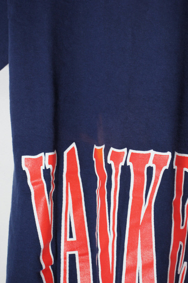 MADE IN USA 91'S S/S NY YANKEES PRINT POCKET T-SHIRT / NAVY [SIZE: M USED]