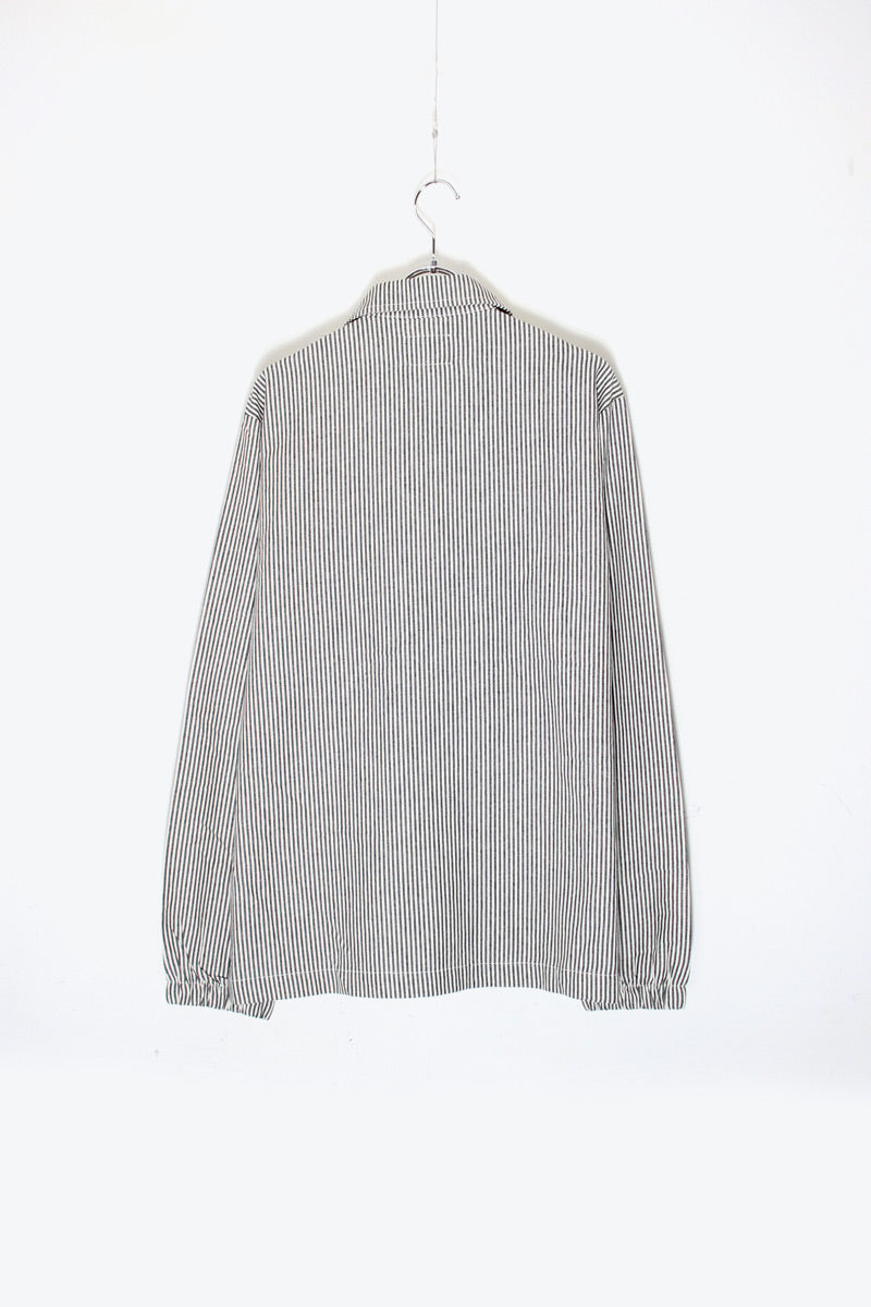 L/S STRIPE ZIP SHIRT JACKET / WHITE / GREY [SIZE: S DEADSTOCK/NOS]